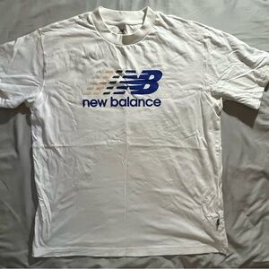 New Balance White and Blue Logo Tee